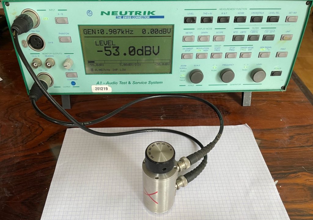 Testing a JFW 50R-029 on a Neutrik A1 Audio test & service system. 