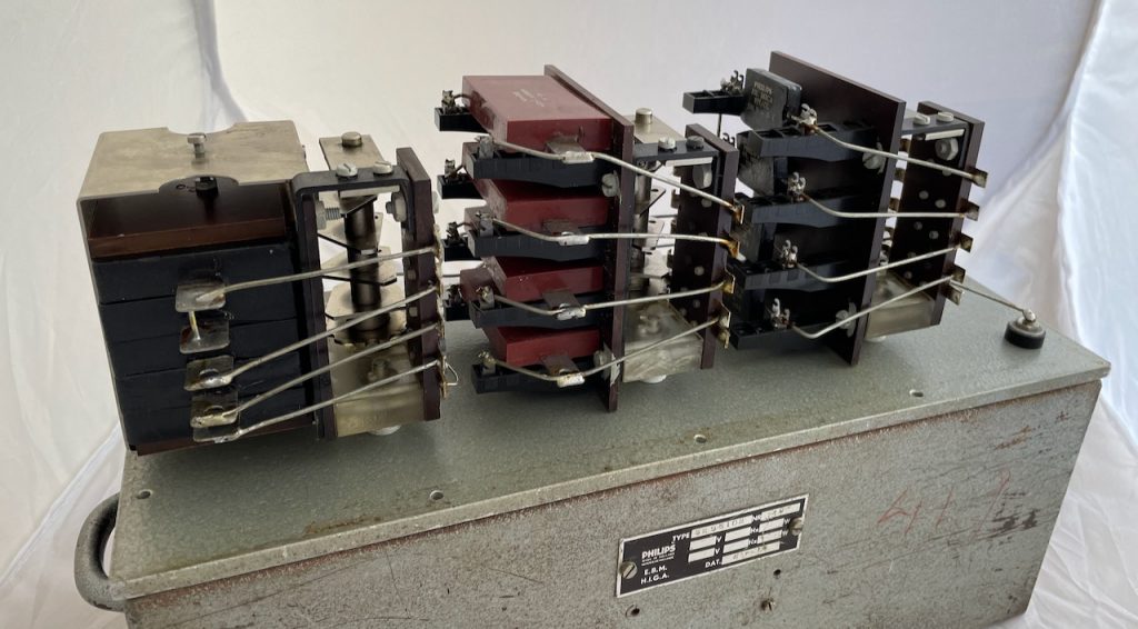 Inside an old Philips capacitor decade.